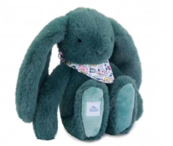 Peluche lapin vert 25 cm - Lapin Fleurette