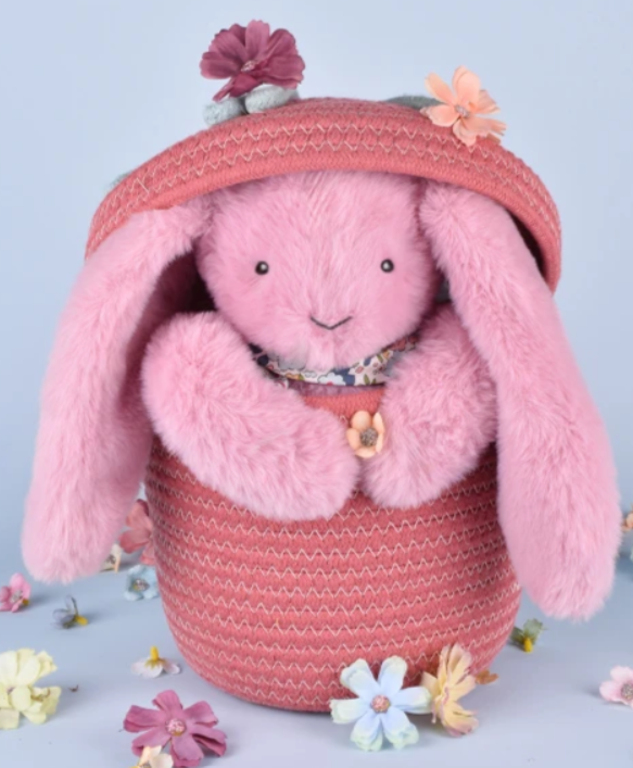 Peluche lapin rose 25 cm - Lapin Fleurette