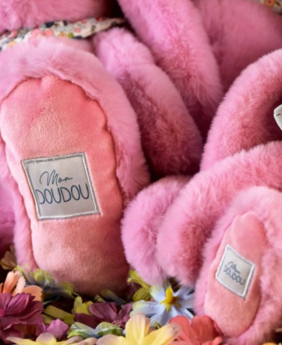 Peluche lapin rose 25 cm - Lapin Fleurette