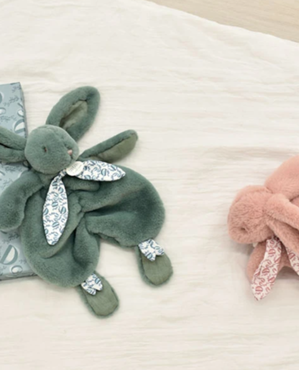 Lapin DOUDOU® - Doudou lapin vert- 29 cm
