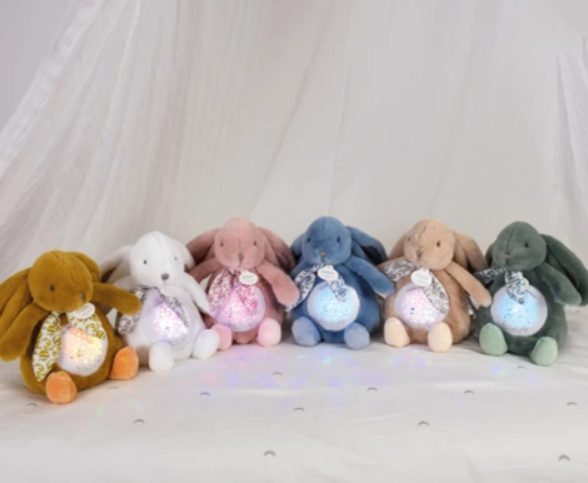 Veilleuse Lapin Musicale Projection mur avec chansons Douces - Rose poudré