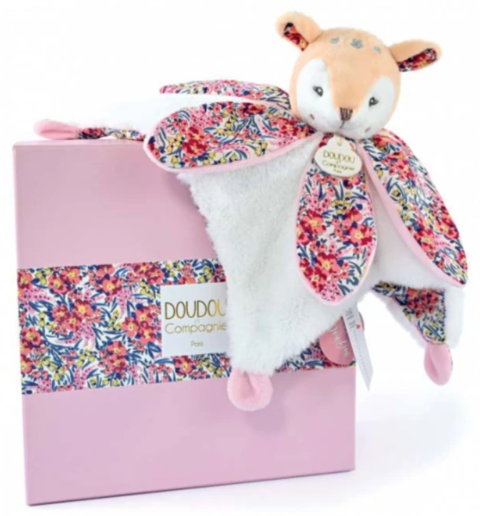 Doudou Faon blanc avec pétales - BOH'AIME