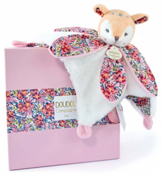 Doudou Faon blanc avec pétales - BOH'AIME