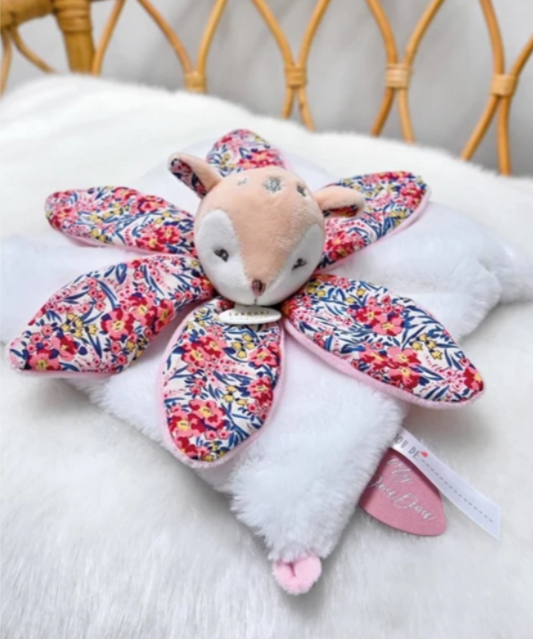 Doudou Faon blanc avec pétales - BOH'AIME