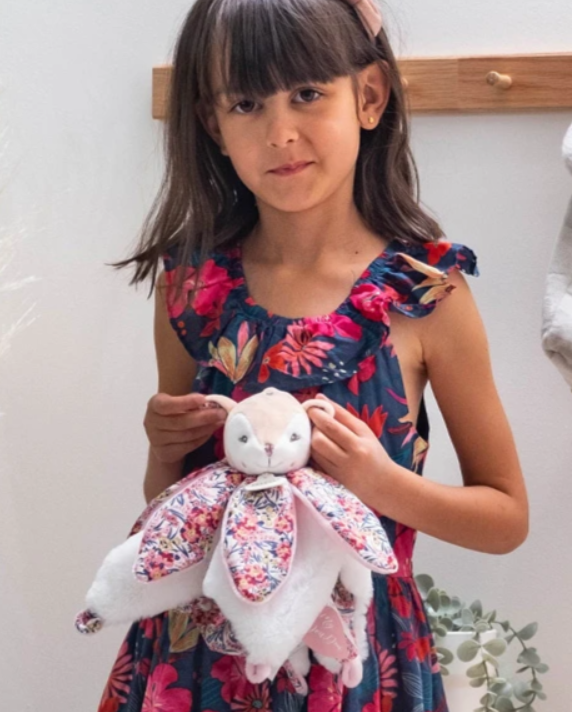 Doudou Faon blanc avec pétales - BOH'AIME