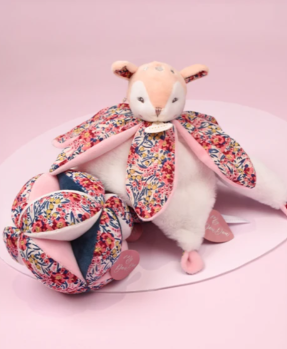 Doudou Faon blanc avec pétales - BOH'AIME