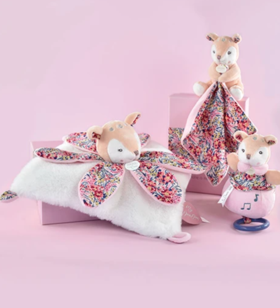 Doudou Faon blanc avec pétales - BOH'AIME