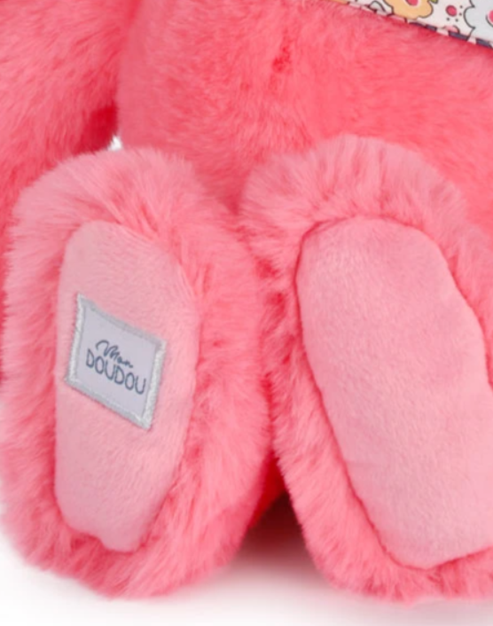 Peluche Lapin corail– 25 cm - Lapin Fleurette