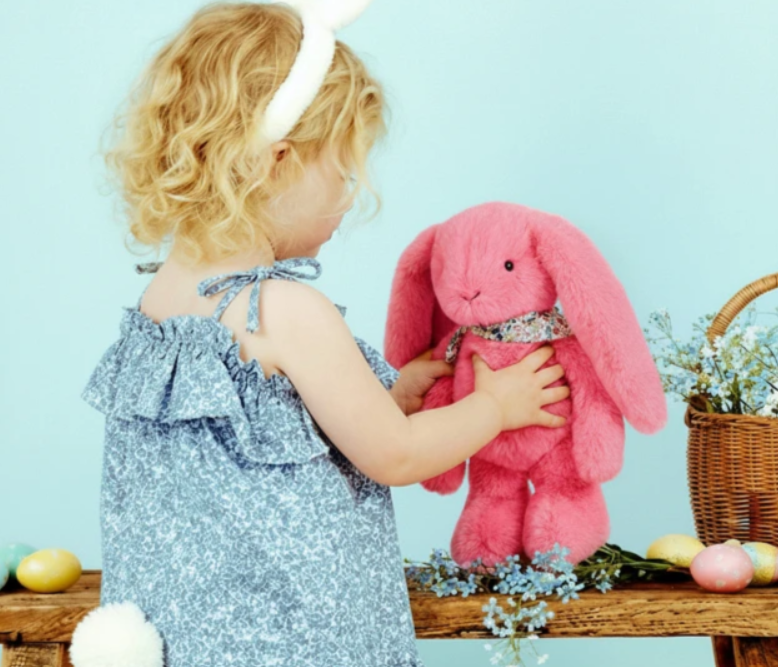 Peluche Lapin corail– 25 cm - Lapin Fleurette