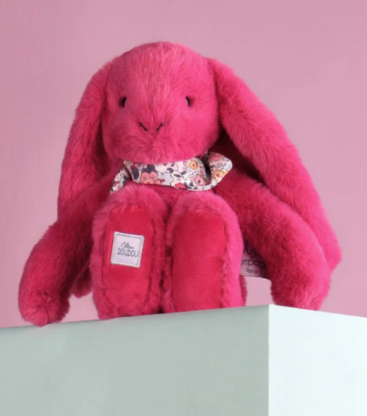 Peluche lapin Rose fuchsia - 25cm - Lapin Fleurette