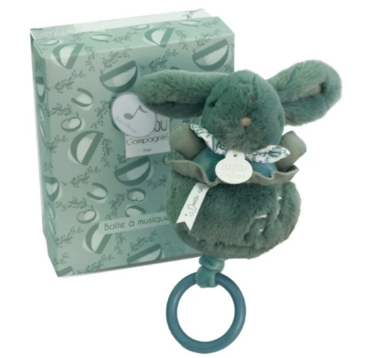 Lapin DOUDOU® - boite à musique lapin - 20 cm - Vert