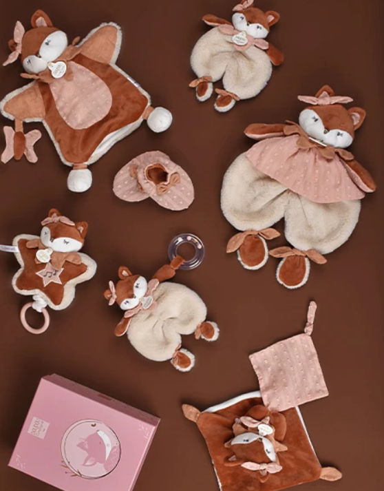 Doudou attache sucette Renard Mina - 20 cm