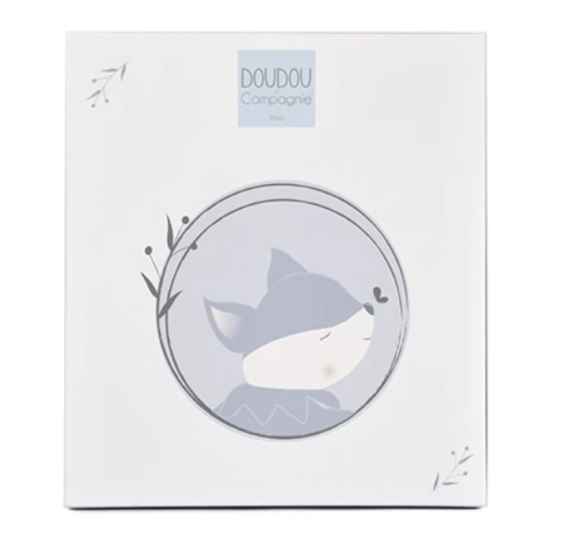Doudou plat Renard Timo avec attache sucette - 20 cm