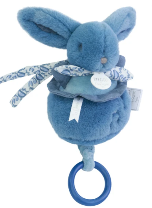 Lapin DOUDOU® - boite à musique lapin - 20 cm - Bleu