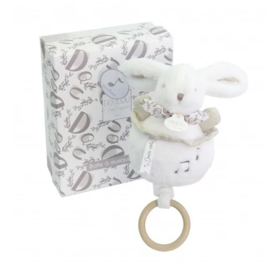 Lapin DOUDOU® - boite à musique lapin - 20 cm - Blanc