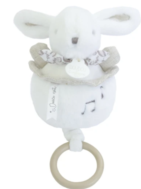 Lapin DOUDOU® - boite à musique lapin - 20 cm - Blanc