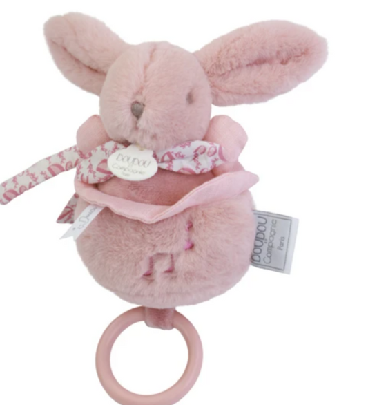Lapin DOUDOU® - boite à musique lapin - 20 cm - Rose