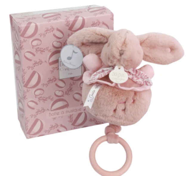 Lapin DOUDOU® - boite à musique lapin - 20 cm - Rose
