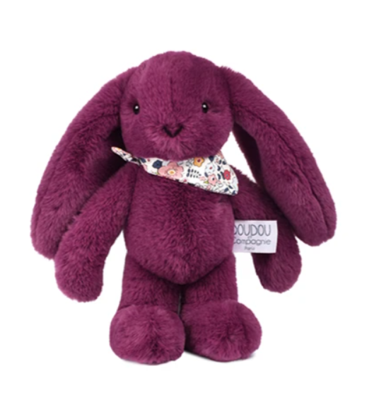 Peluche lapin prune 25 cm - Lapin Fleurette
