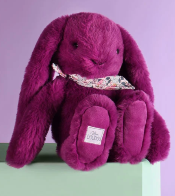 Peluche lapin prune 25 cm - Lapin Fleurette
