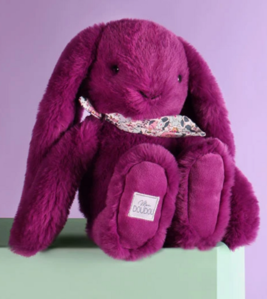 Peluche lapin prune 25 cm - Lapin Fleurette