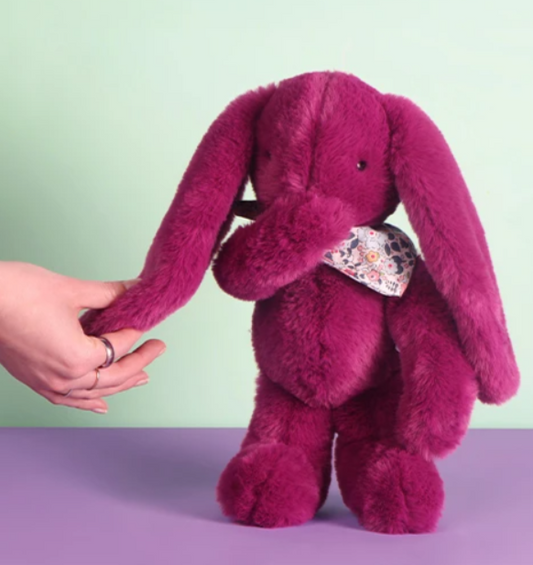 Peluche lapin prune - 35cm - Lapin Fleurette