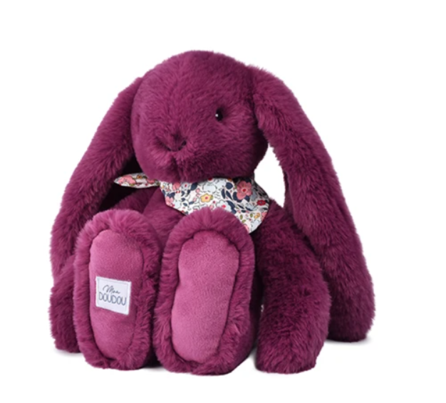 Peluche lapin prune - 35cm - Lapin Fleurette