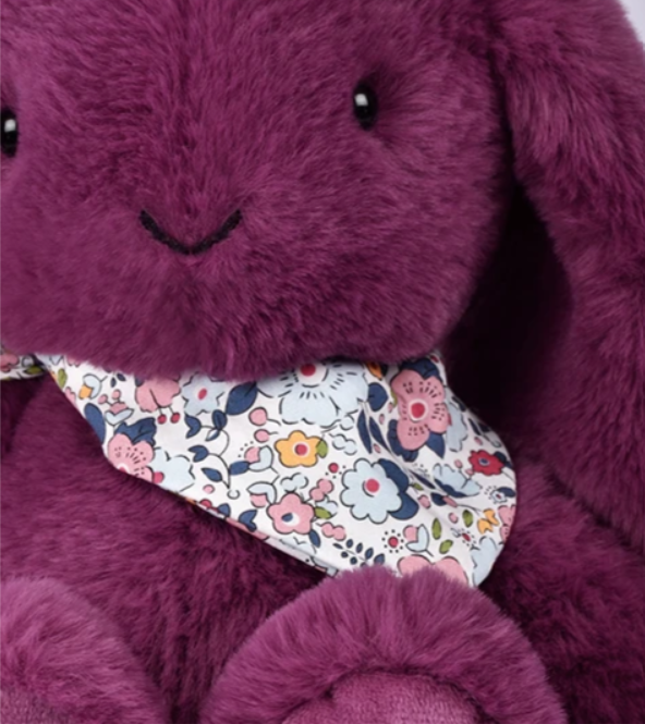 Peluche lapin prune - 35cm - Lapin Fleurette