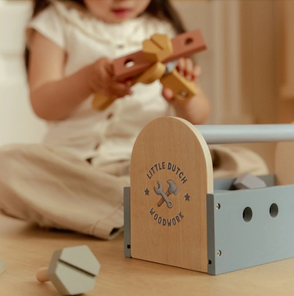 Boîte à outils en bois - Bleu