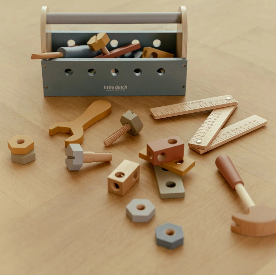 Boîte à outils en bois - Bleu