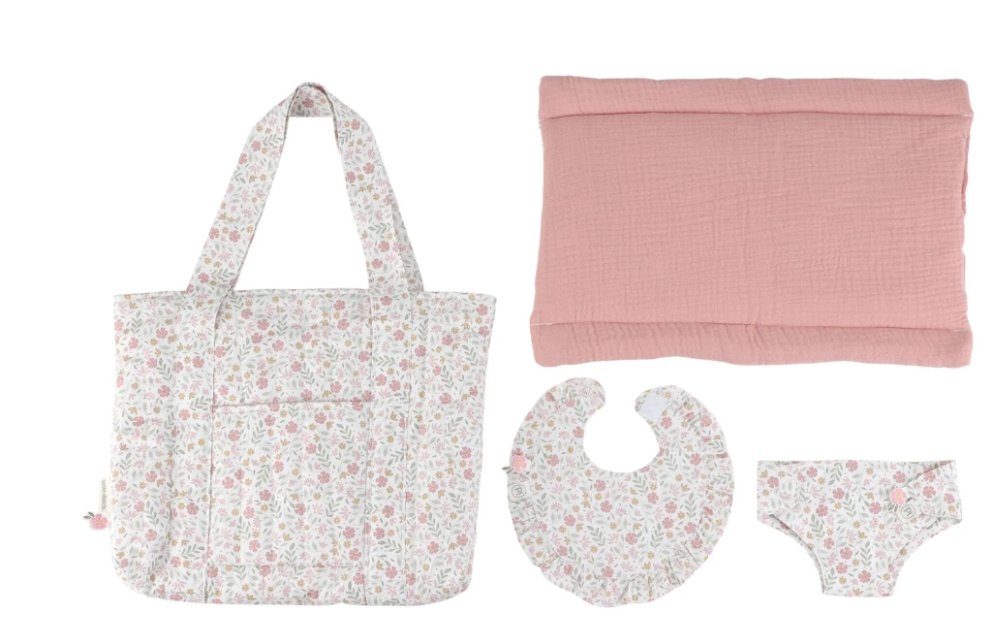 Sac à langer pour poupée – Multicolore – Fleurs douces