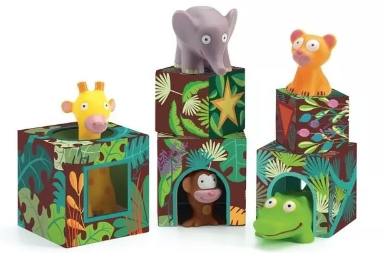 Cubes à empiler avec personnages Maxi Topanijungle
