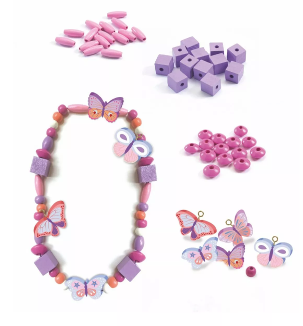 Coffret de perles en bois - Papillons