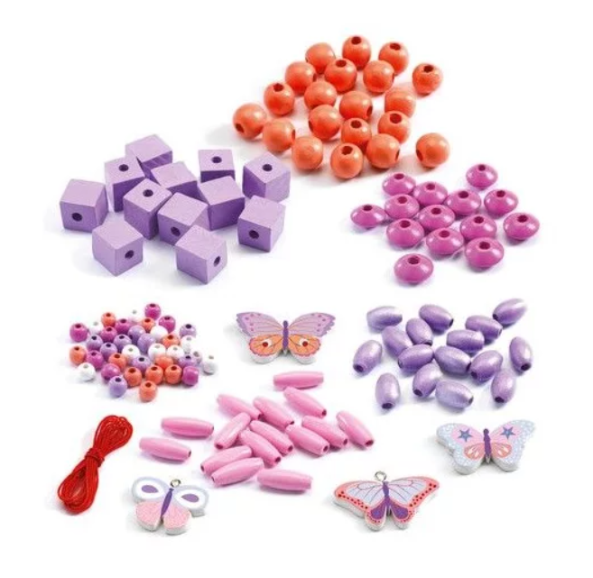 Coffret de perles en bois - Papillons