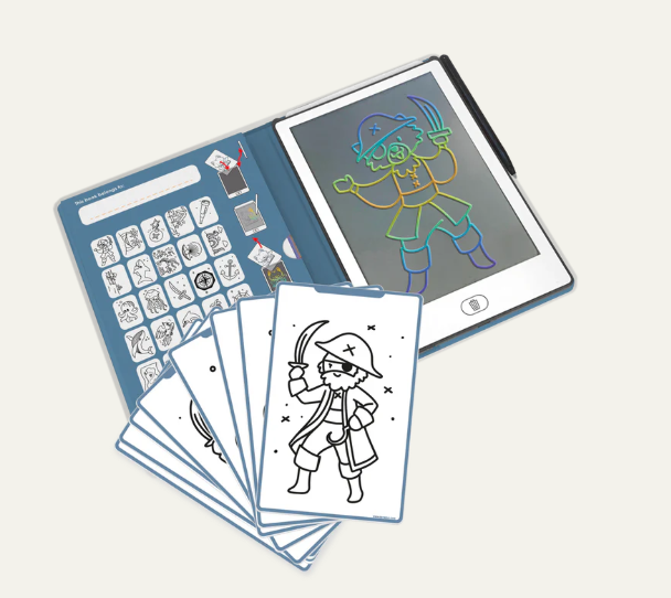 KIDYDRAW MINI - Tablette à dessin 30 fiches Océans et pirates