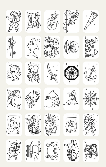 KIDYDRAW MINI - Tablette à dessin 30 fiches Océans et pirates