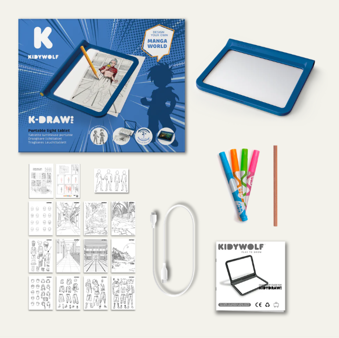 KIDYDRAW-PRO  Tablette lumineuse bleu "Manga"