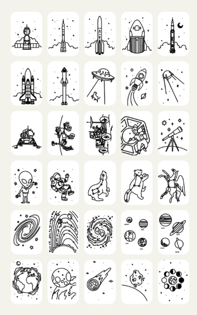 KIDYDRAW MINI - Tablette à dessin 30 fiches Galaxie