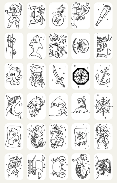 🎓 KIDYDRAW-MINI – Recharges dessin Océan pirates & animaux du monde