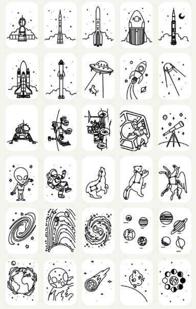 🎓 KIDYDRAW-MINI – Recharges dessin Dinosaures & Galaxie