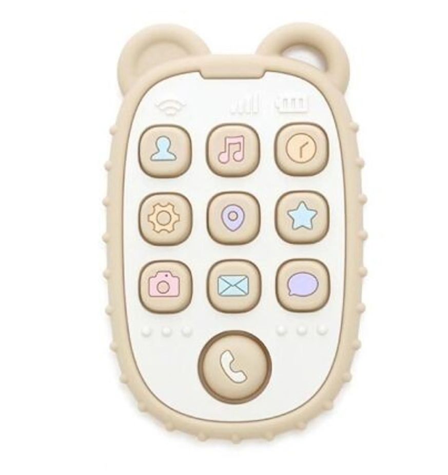 Anneau de dentition en silicone avec téléphone Pop-it - Beige