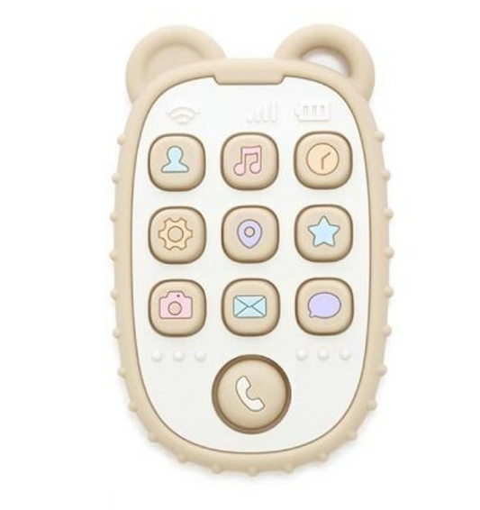 Anneau de dentition en silicone avec téléphone Pop-it - Beige