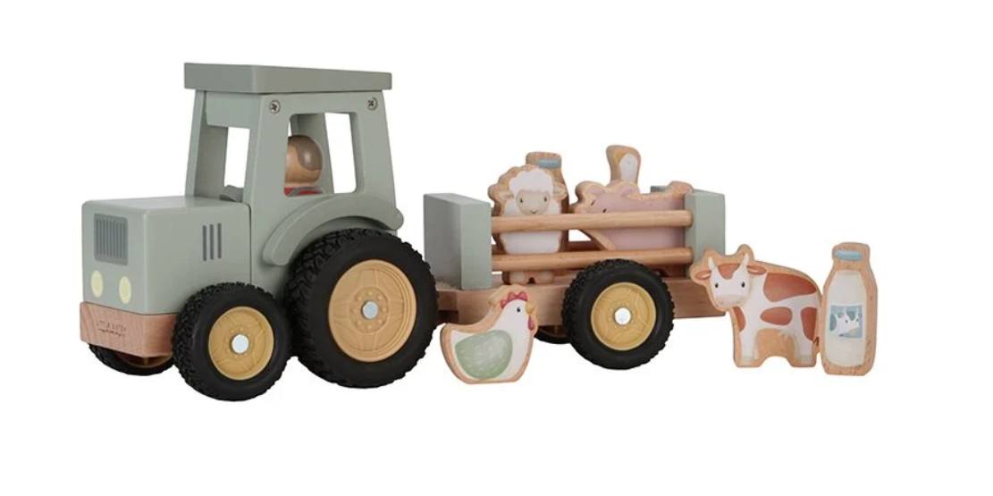 Tracteur en bois avec animaux – Jeu de la ferme 🚜🐮
