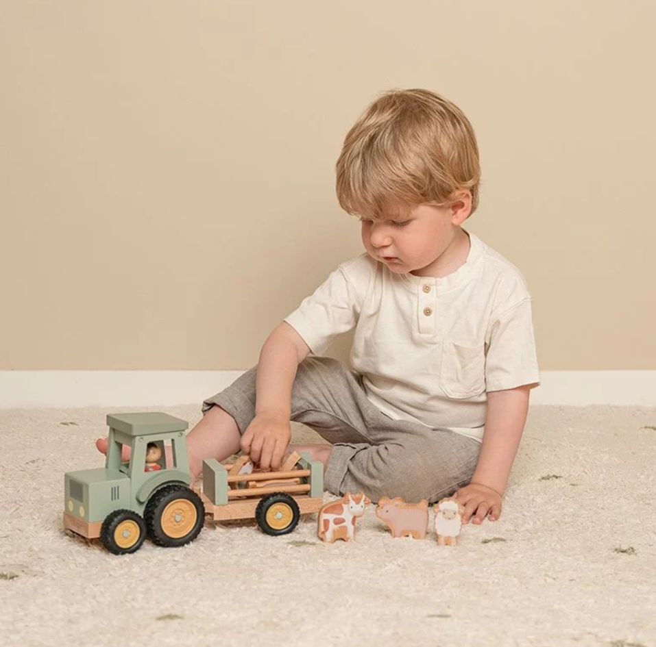 Tracteur en bois avec animaux – Jeu de la ferme 🚜🐮