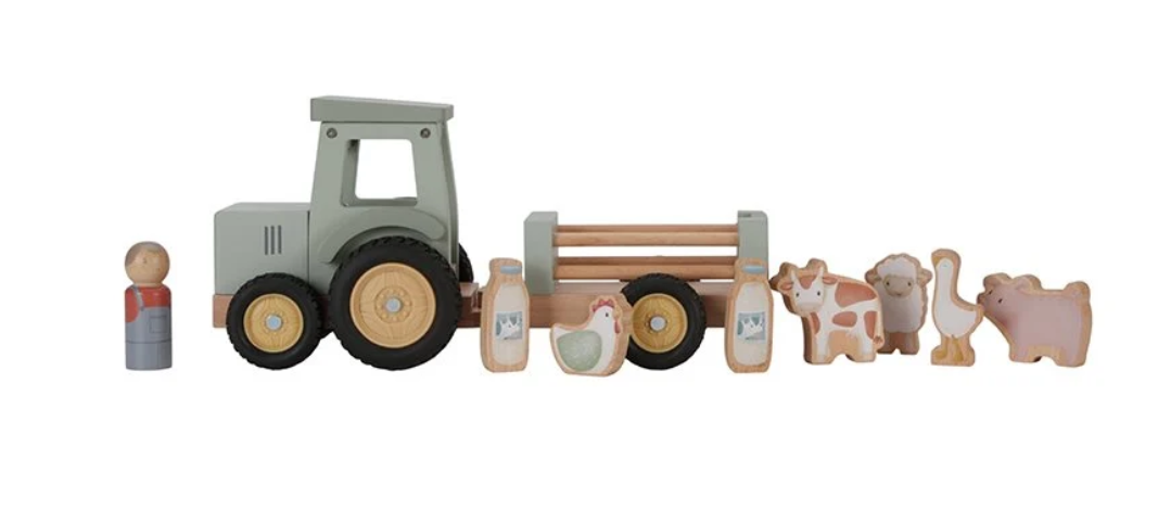 Tracteur en bois avec animaux – Jeu de la ferme 🚜🐮