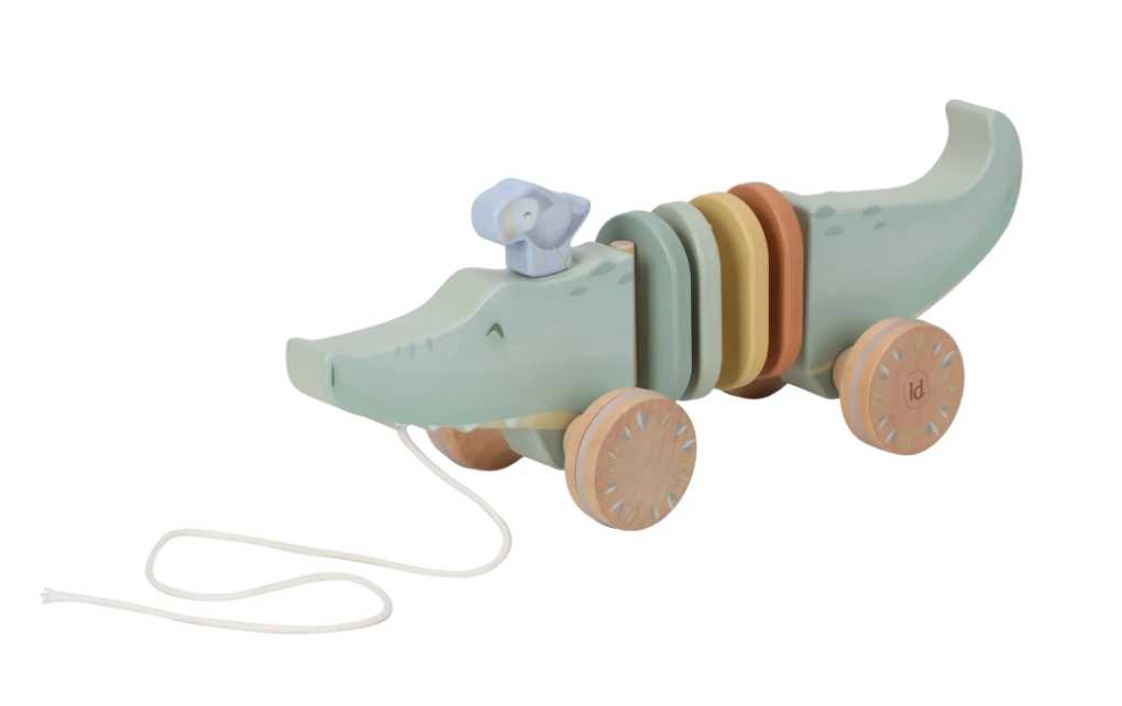 Crocodile à tirer en bois
