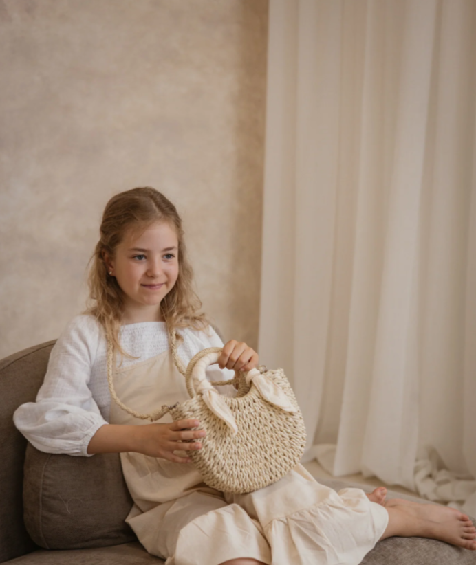 Mini sac en paille - Petits pétales