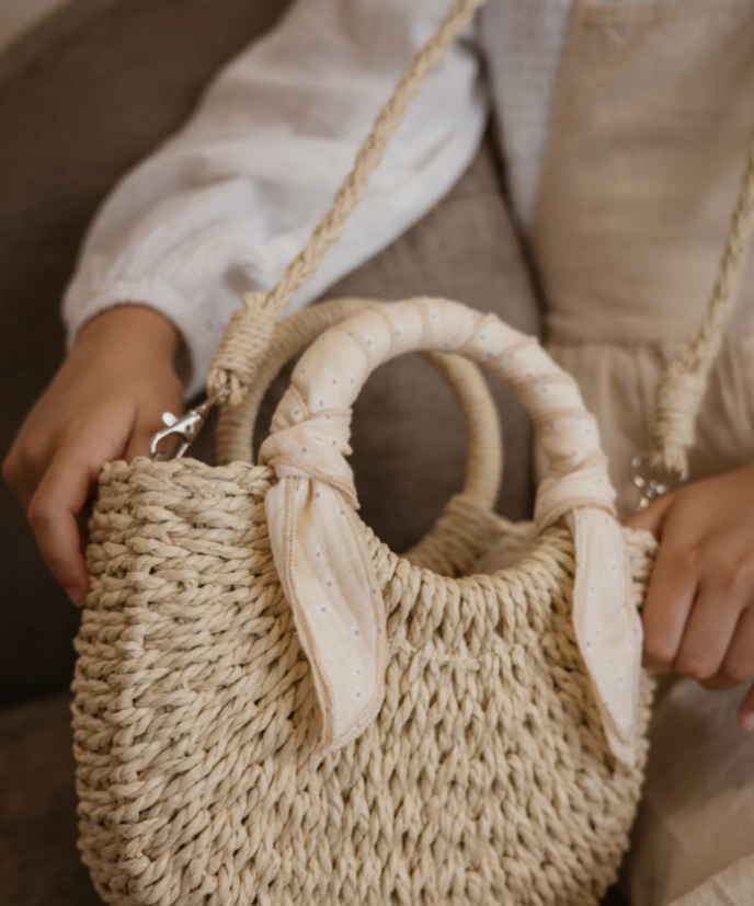 Mini sac en paille - Petits pétales