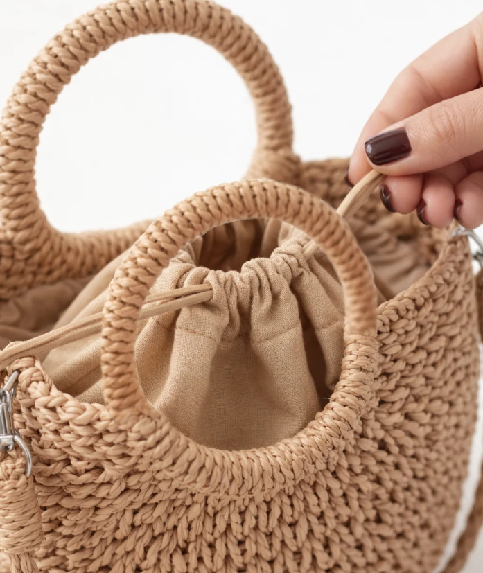 Mini sac en paille - Petits pétales