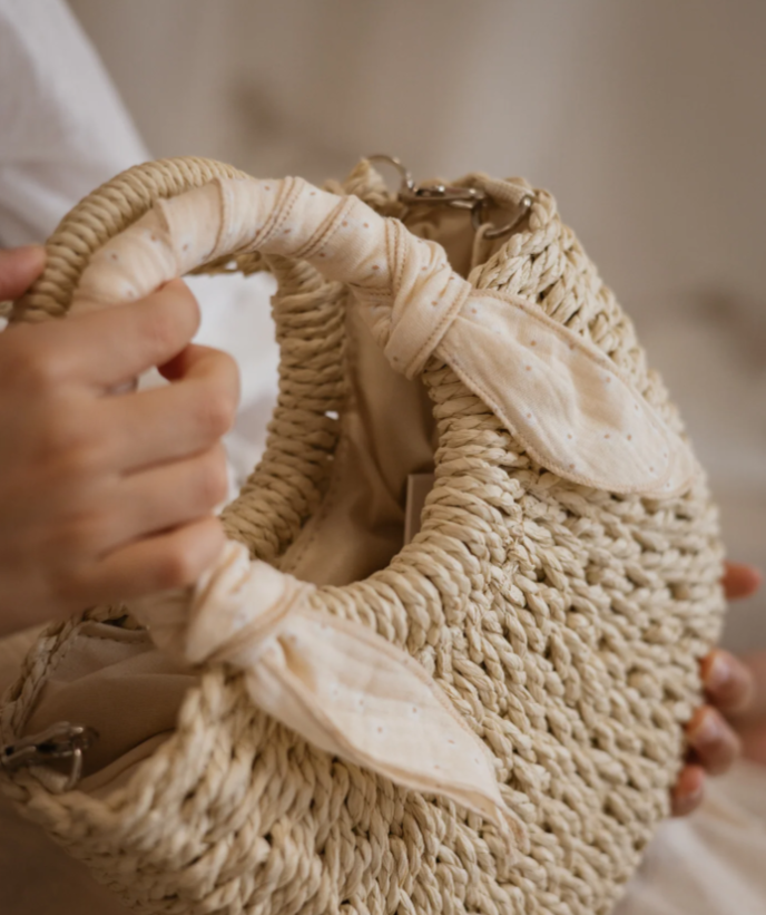 Mini sac en paille - Petits pétales